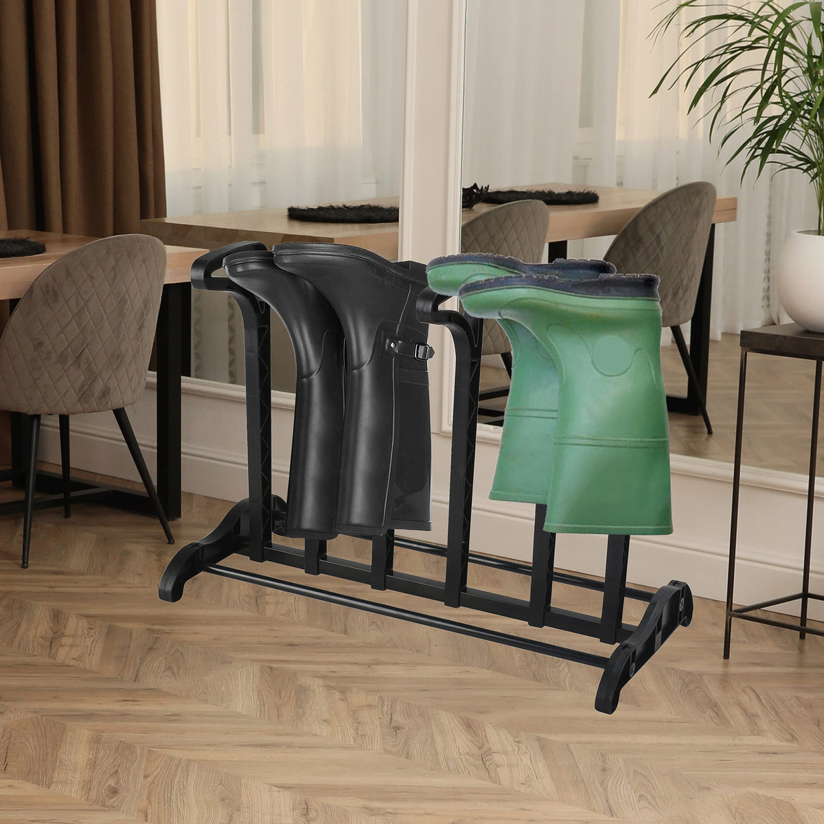 LKH black metal welly boot rack – holds 3 pairs
