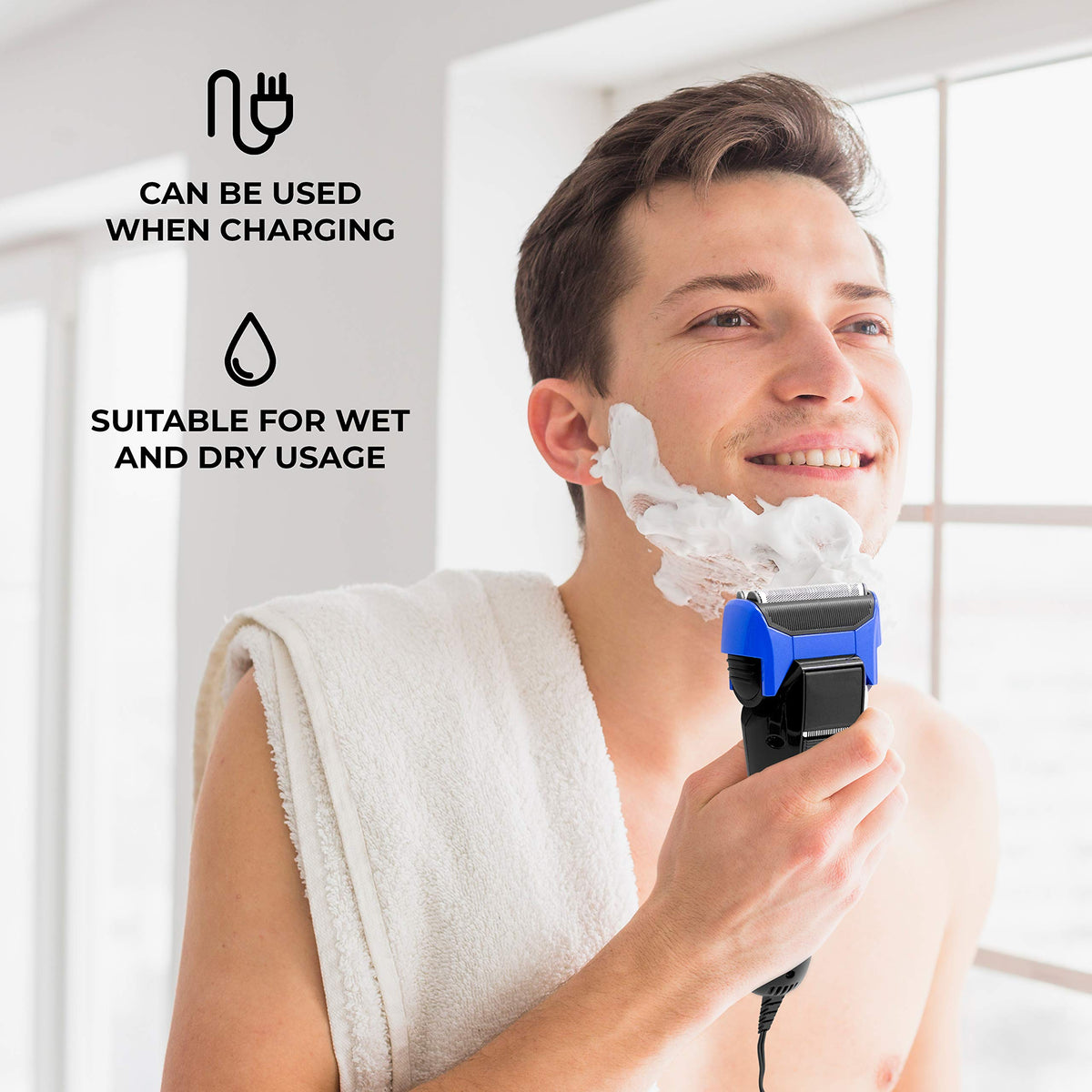Bauer blue rechargeable wet and dry shaver