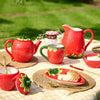Widdop Cottage Garden Ceramic Strawberry Themed Dinnerware - Strawberry Teapot - Summer Crockery Bright Quirky Tableware - Lovely Gift Idea Picnic Outdoor Eating