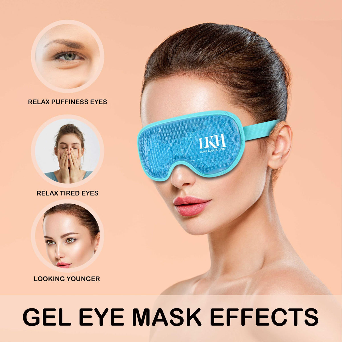 LKH self-cooling gel mat and eye mask set – 90 x 60cm