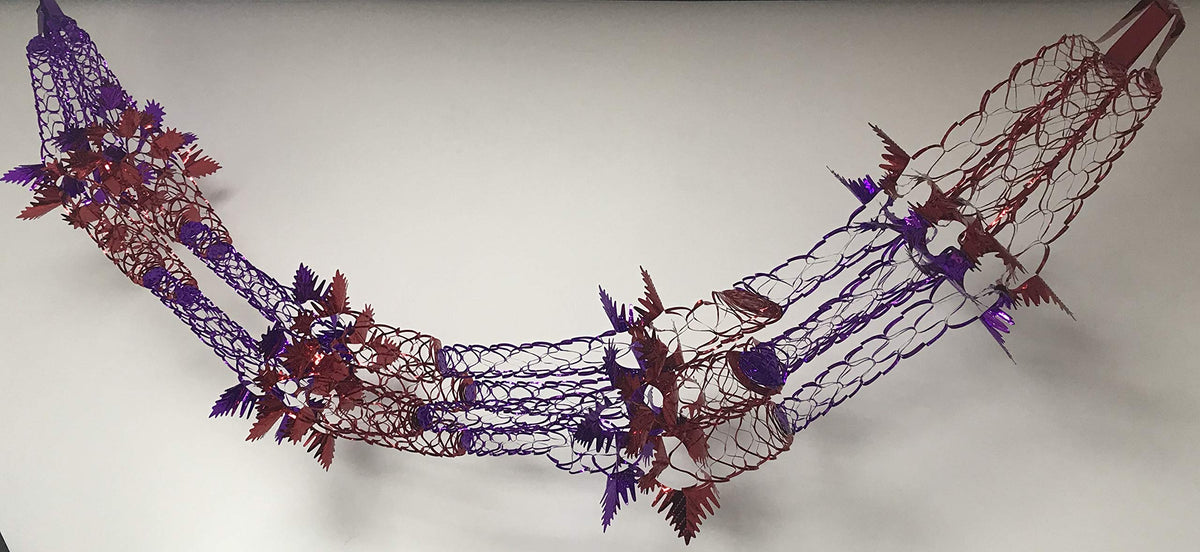 Red and purple foil Christmas garland ceiling decoration 9ft