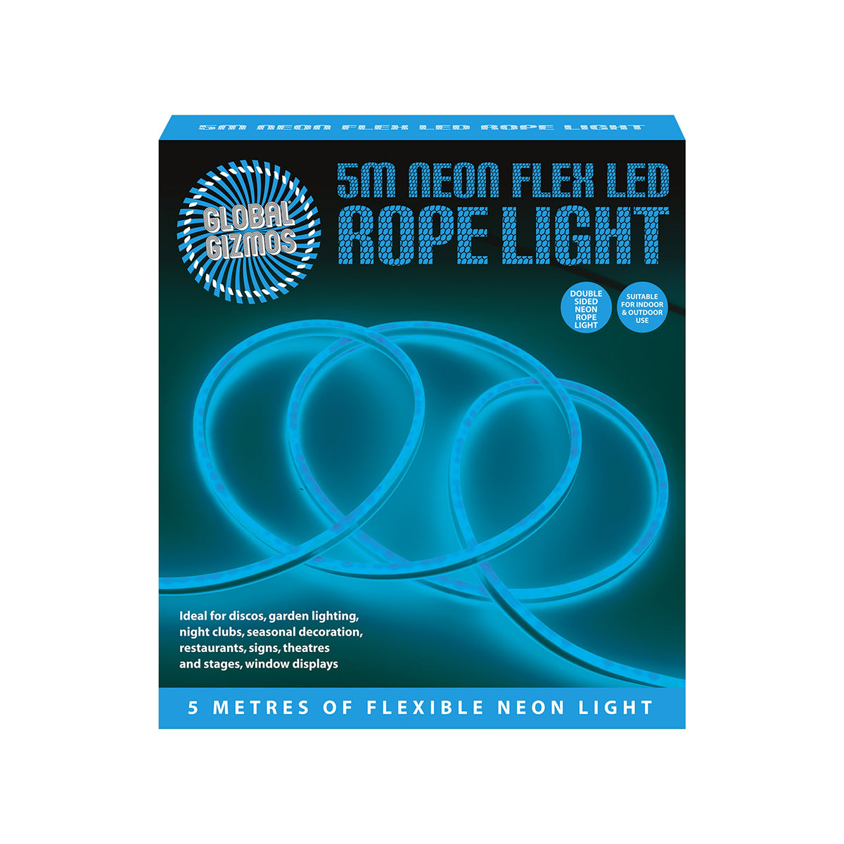 Global Gizmos 5m blue neon LED rope light