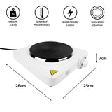 Quest 1500W single electric hob with five heat settings
