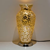 Febland Gold Distressed Flower Tile Mosaic Vase Lamp