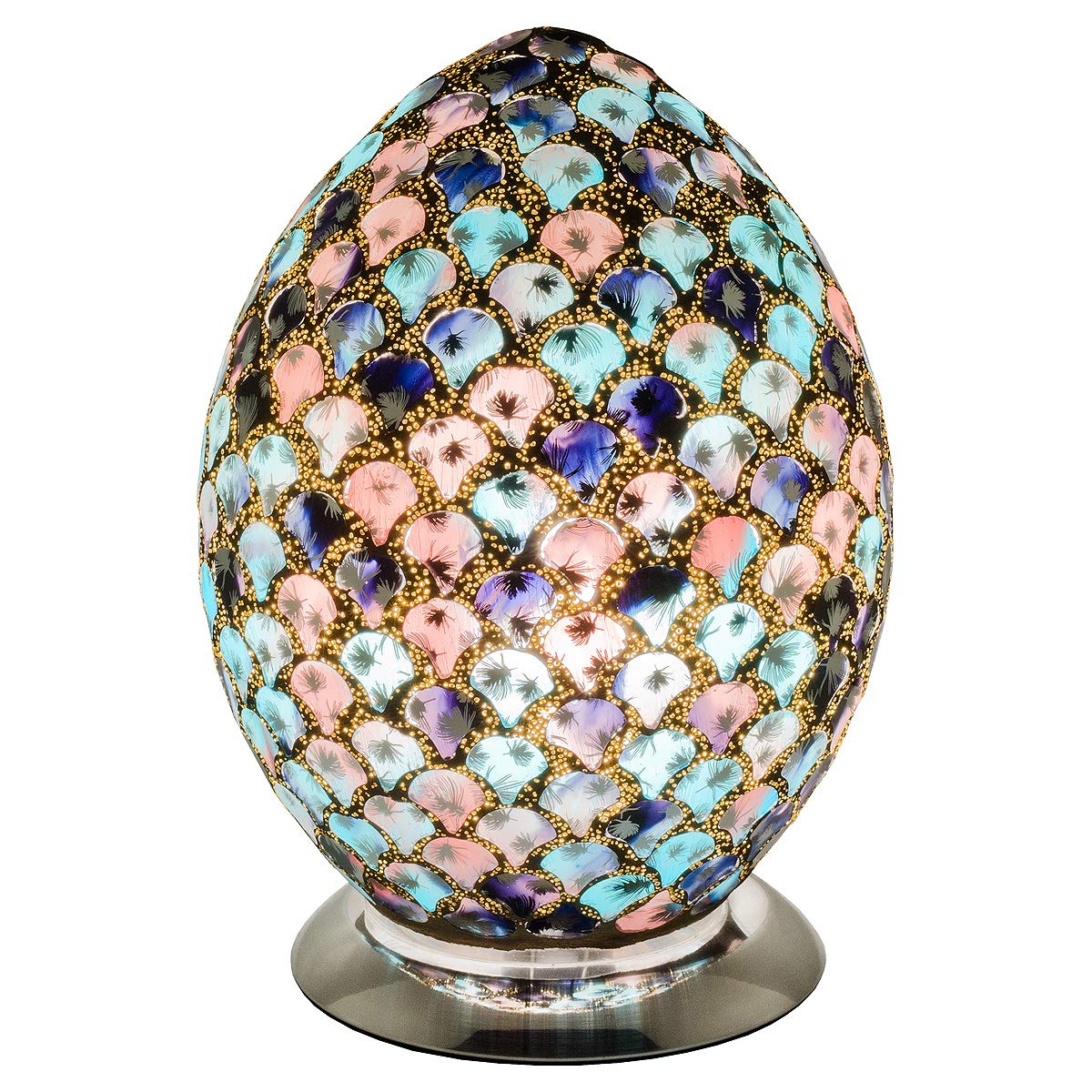Febland Mosaic Glass Egg Lamp-Blue & Pink Tile