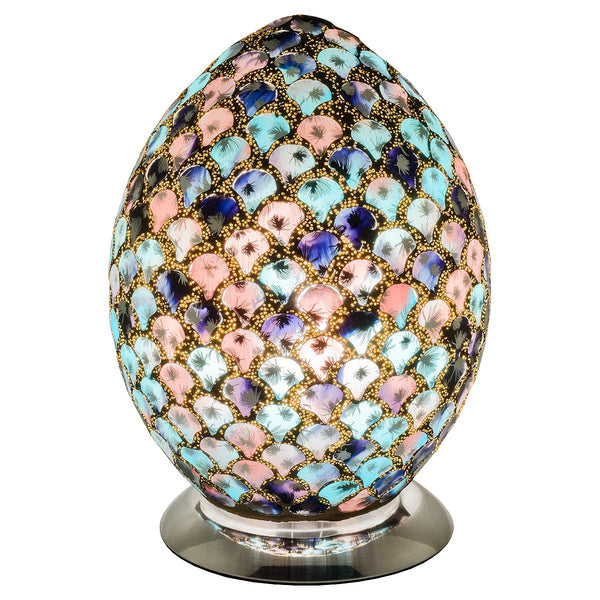Febland Mosaic Glass Egg Lamp-Blue & Pink Tile