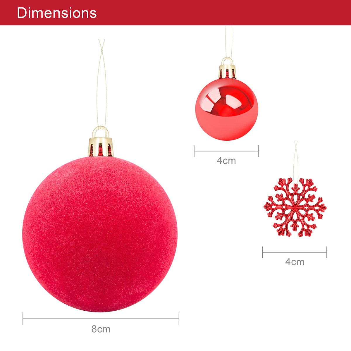 Red shatterproof Christmas baubles set of 50 mixed sizes