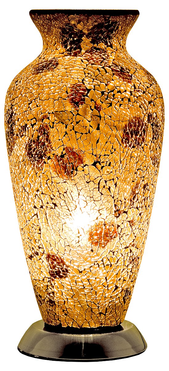 Febland Autumn Gold Mosaic Glass Vase Lamp