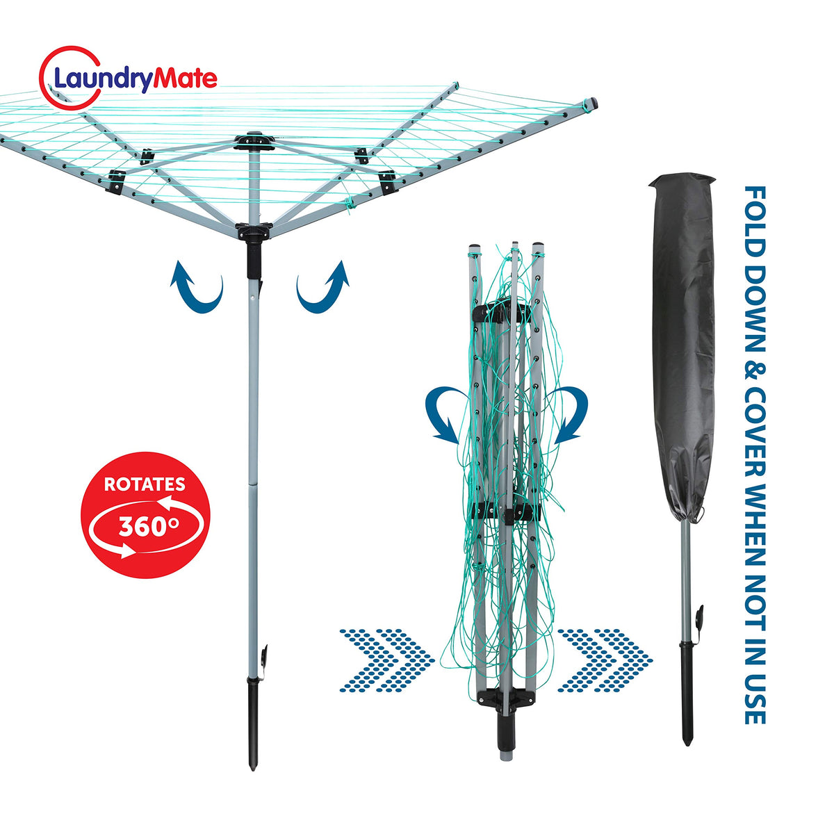 Laundry Mate white 40m four-arm rotary clothes airer