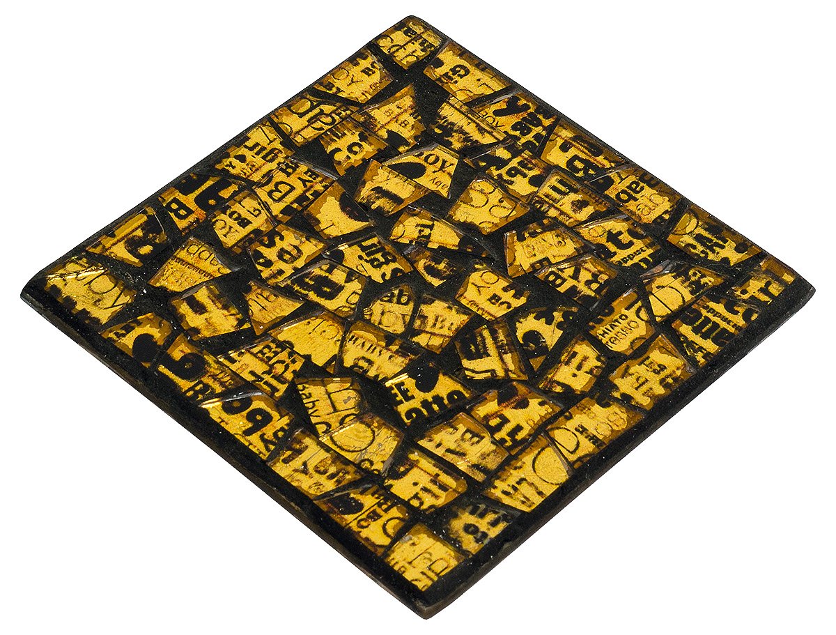 Gold design mosaic glass coasters set of 6