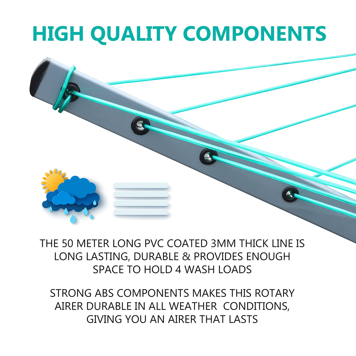 Laundry Mate silver 60m four-arm rotary clothes airer