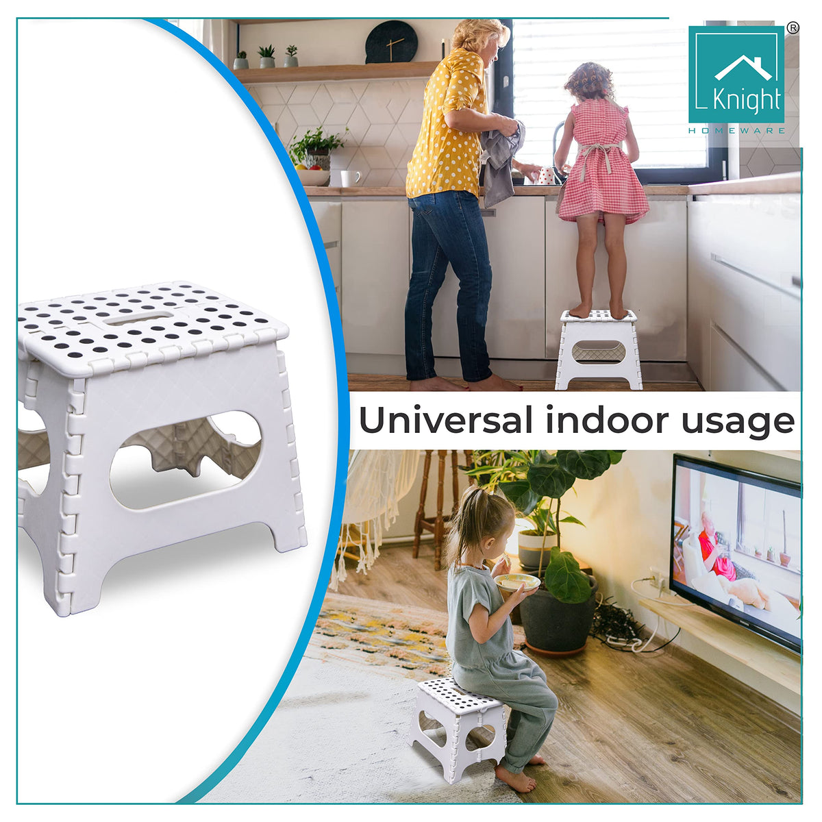 Knight white 29cm folding step stool