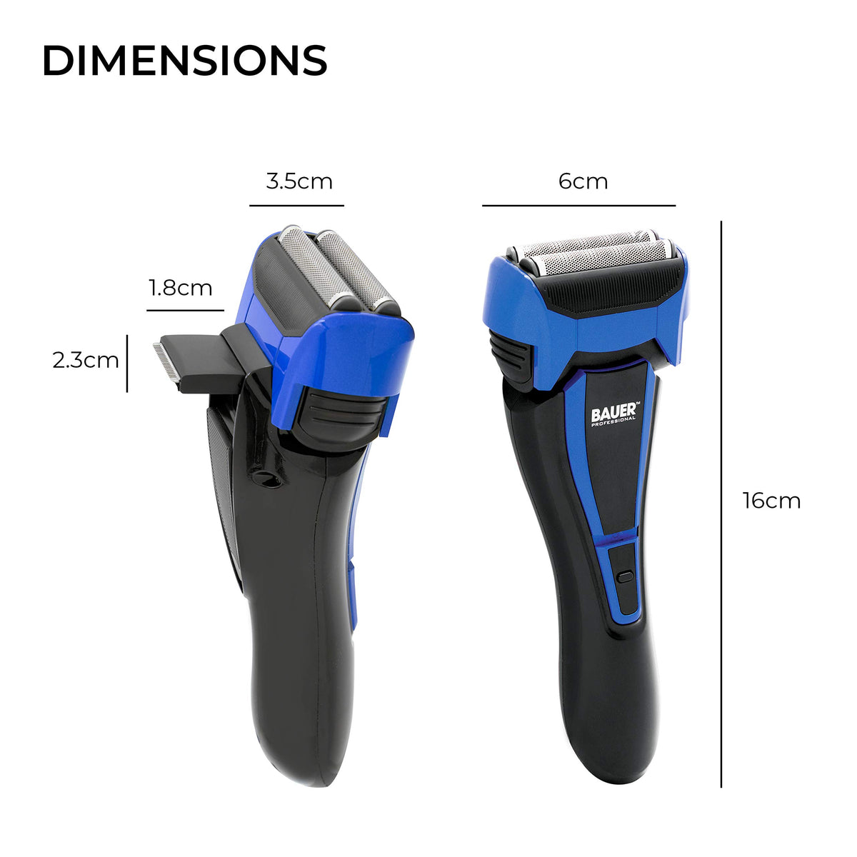 Bauer blue rechargeable wet and dry shaver