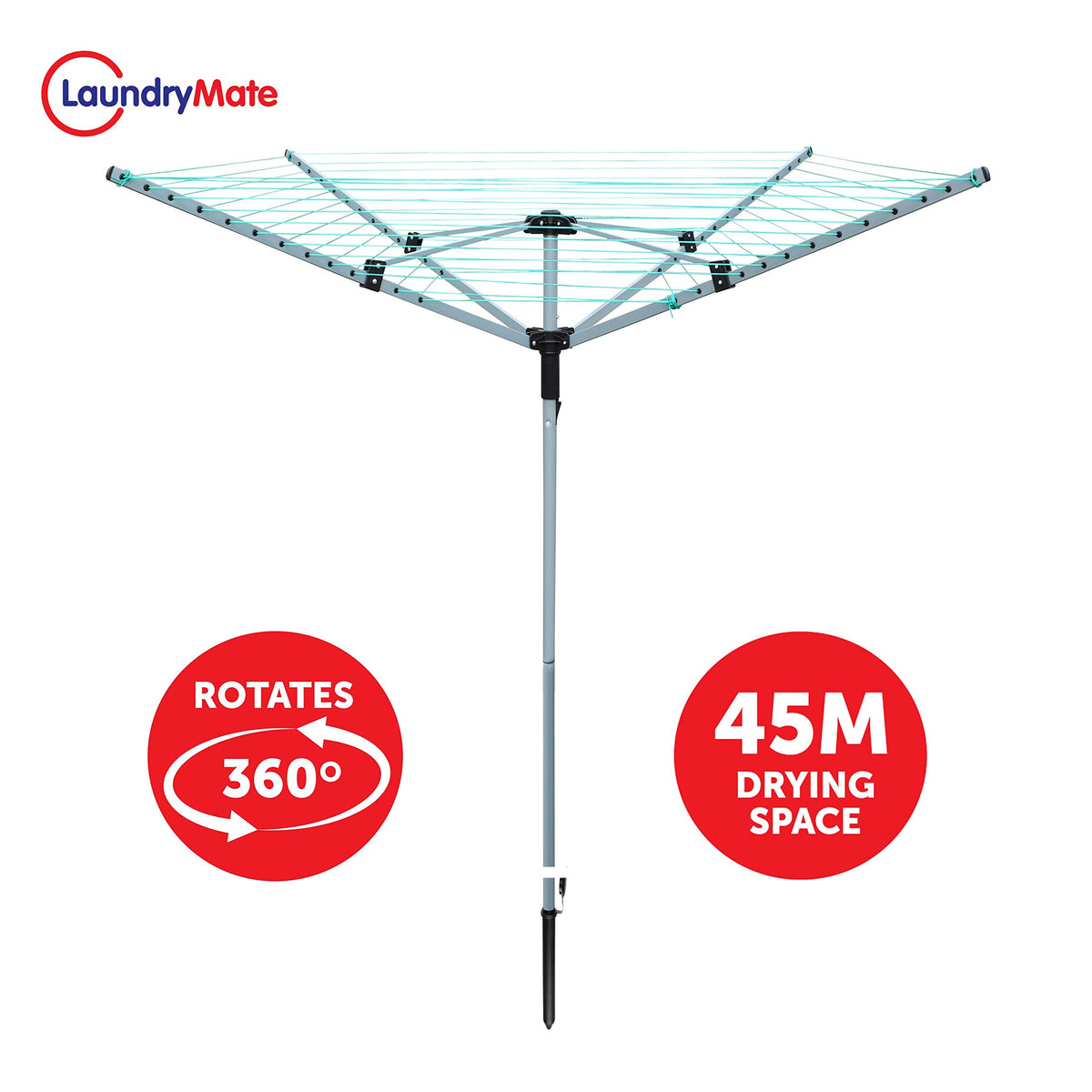 Laundry Mate white 40m four-arm rotary clothes airer