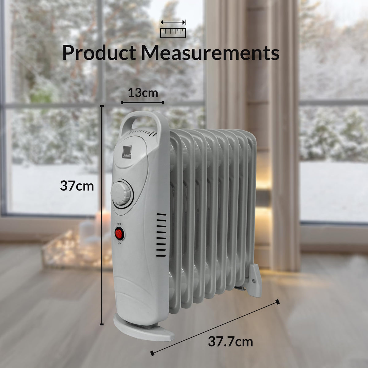 1000W 9-fin oil-filled radiator heater in white