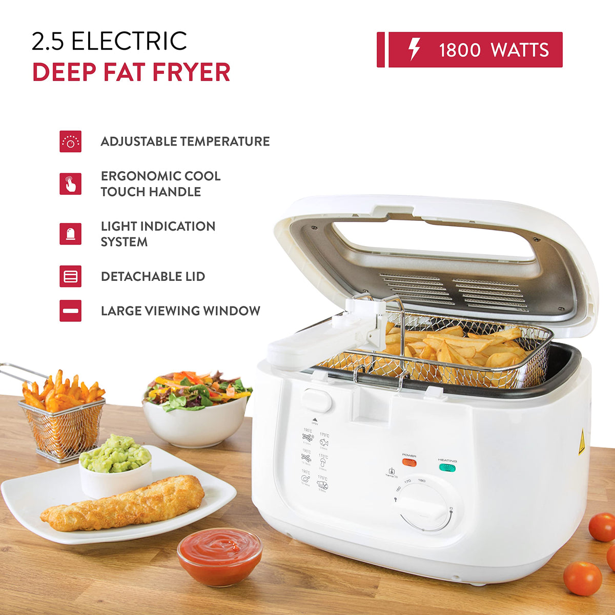 Quest white 2.5L 1800W deep fryer