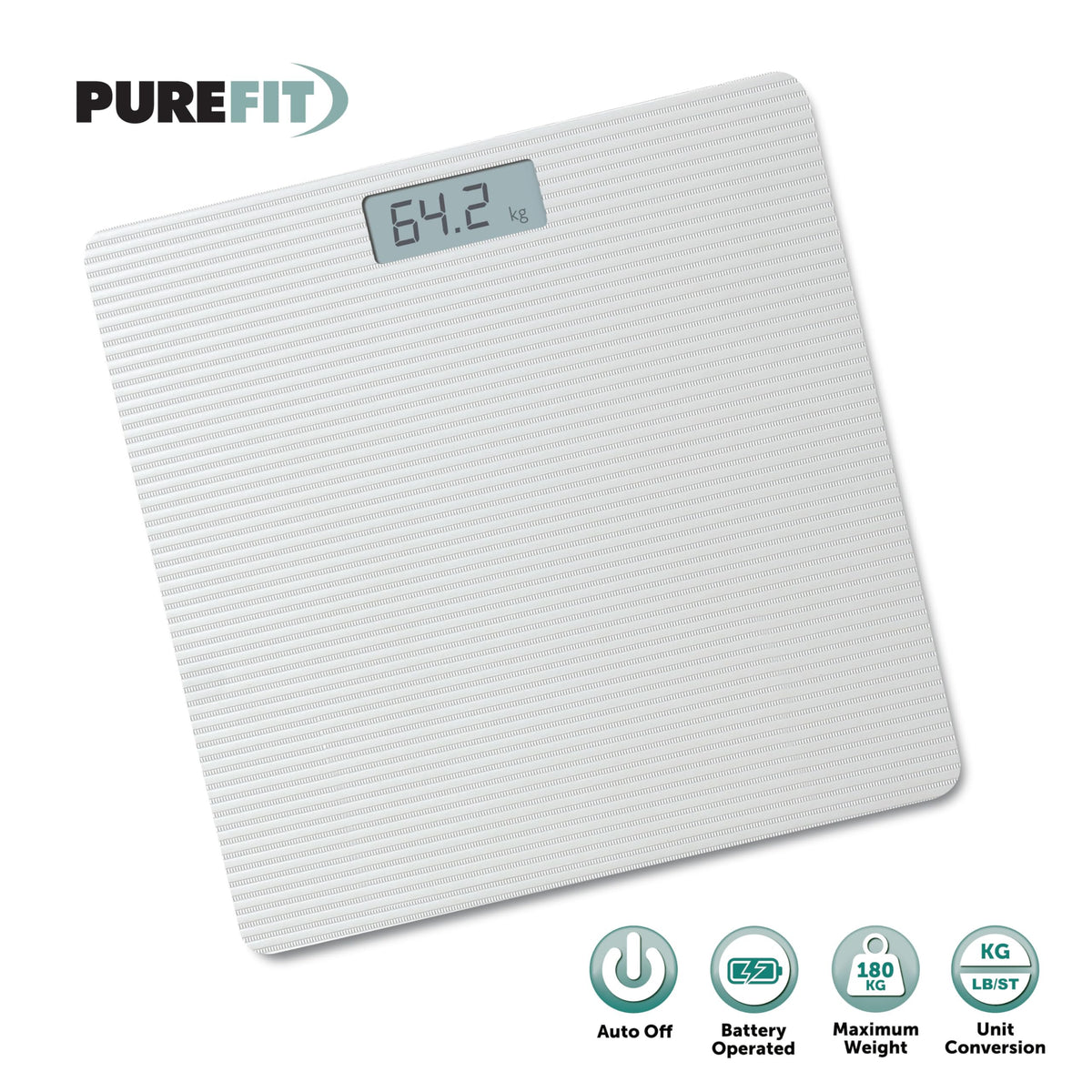 PUREFIT grey digital bathroom scale – 180kg