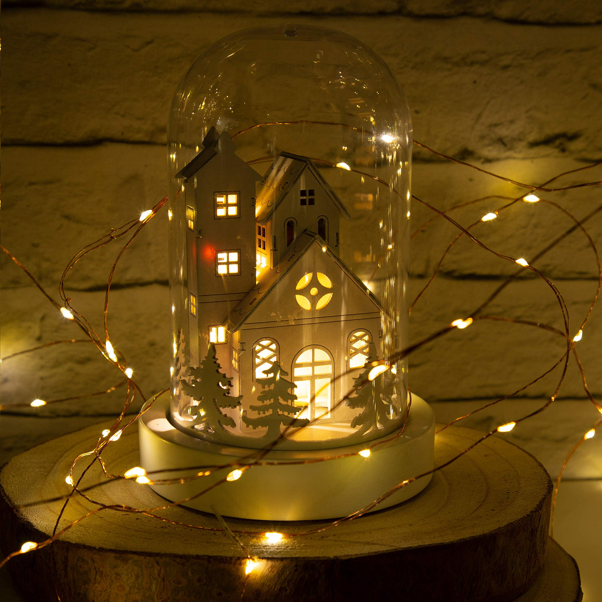 200 warm white LED copper wire Christmas lights – 19.9m