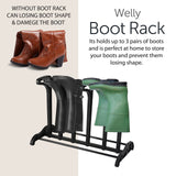LKH black metal welly boot rack – holds 3 pairs
