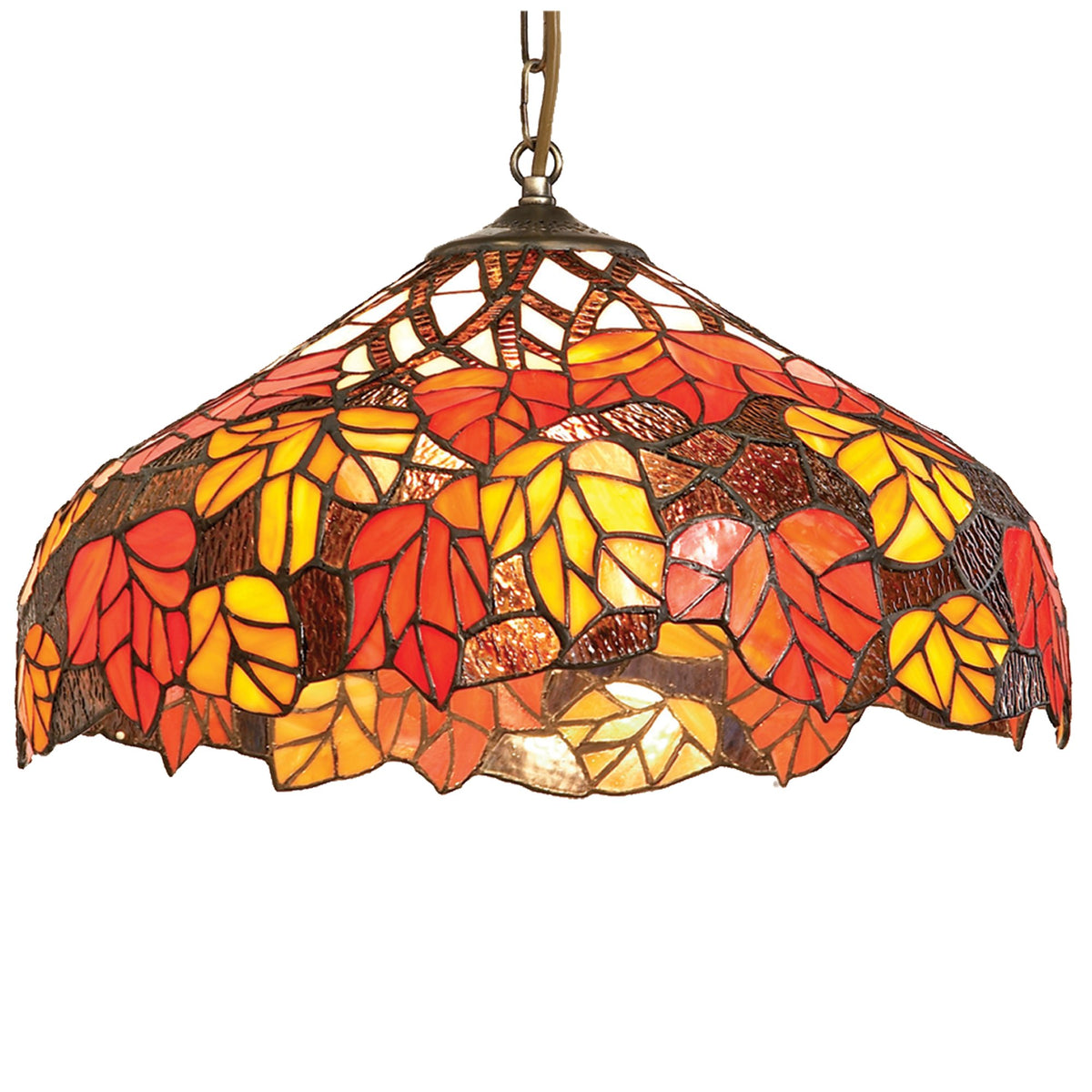 Lighting Web Co 40 cm Leaf Glass Tiffany Pendant, Red/Orange