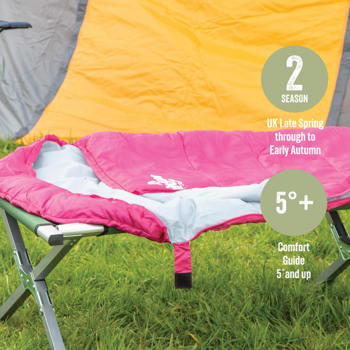 Single Mummy Sleeping Bag 2 Season Water Resistant, Pink - Milestone