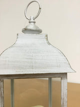 GardenKraft 30cm rustic white LED flickering candle lantern
