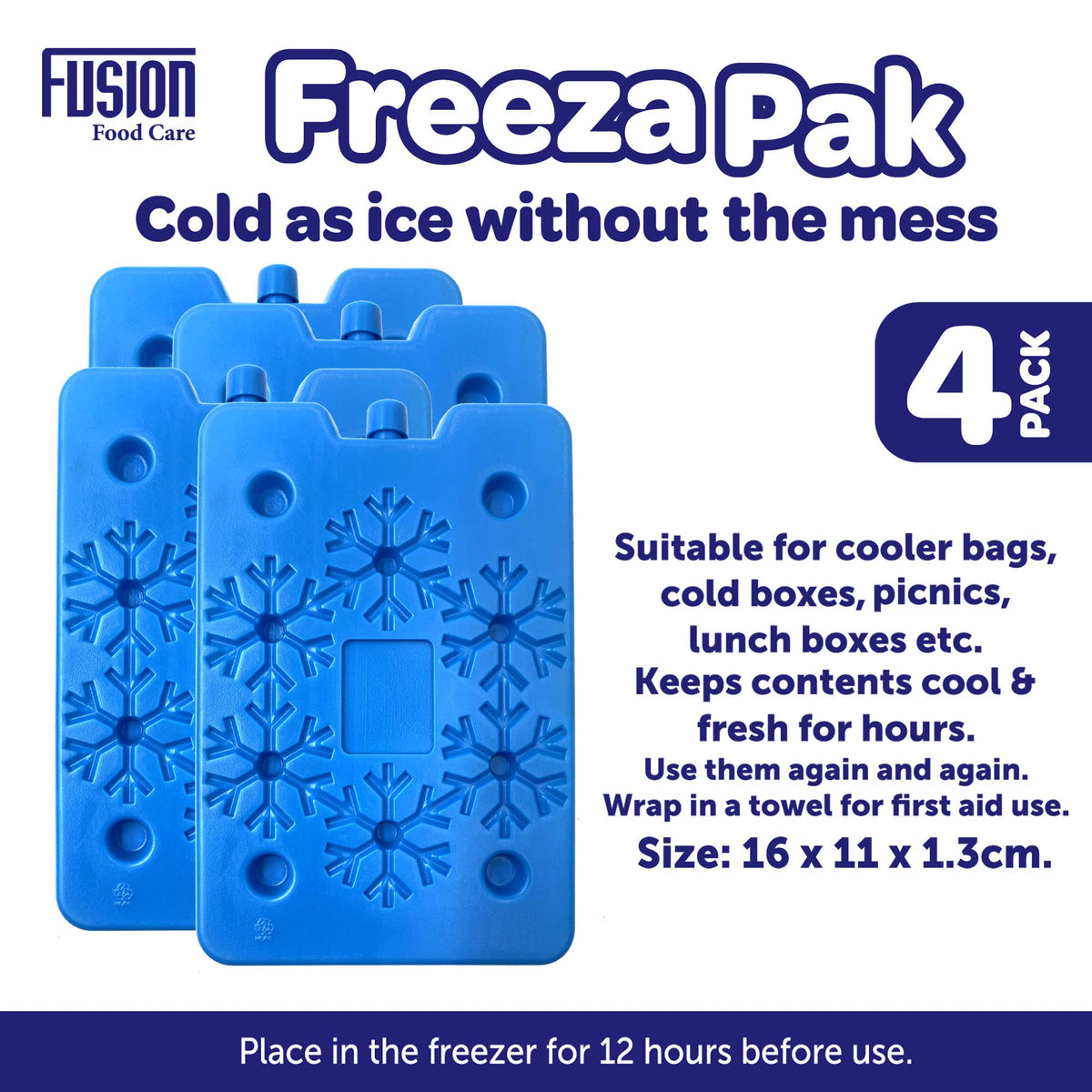 Fusion Food Care blue reusable cool box ice packs four pack
