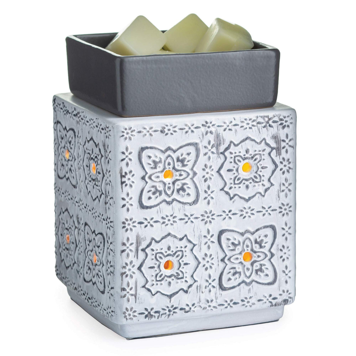 Candle Warmers Etc. Modern Cottage grey and white fragrance warmer