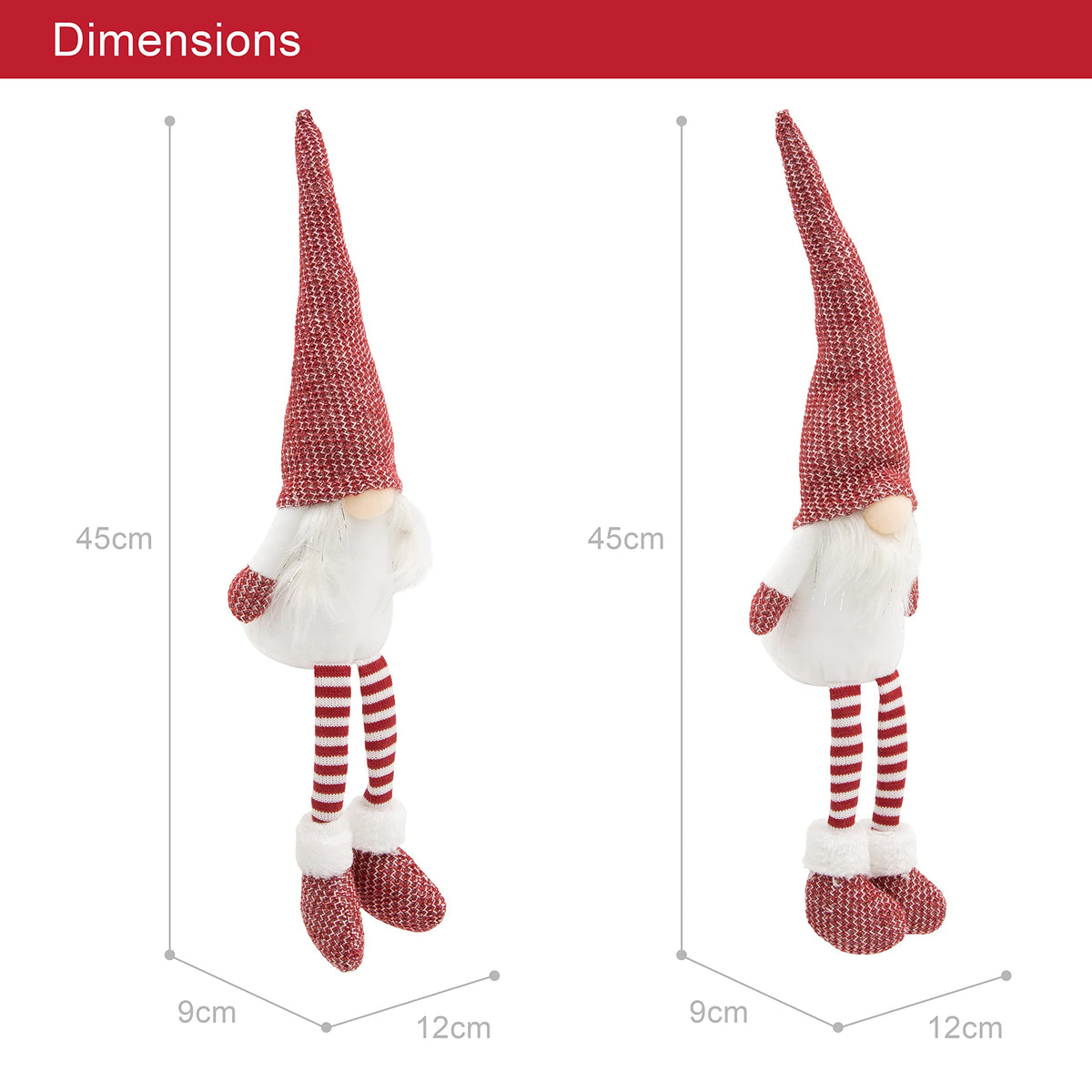 2 pack 45cm red and white hanging leg Christmas gonks
