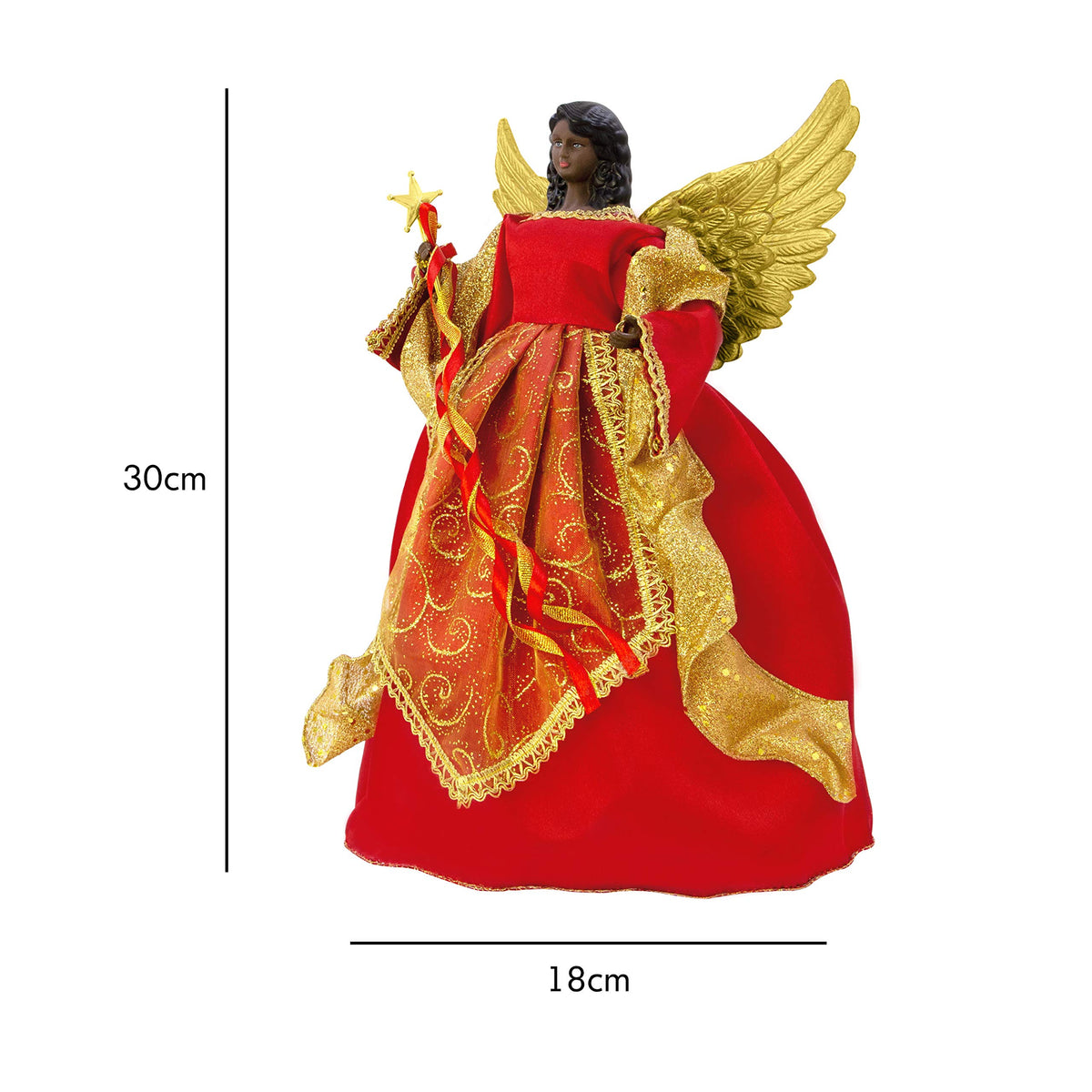 30cm red and gold angel Christmas tree topper