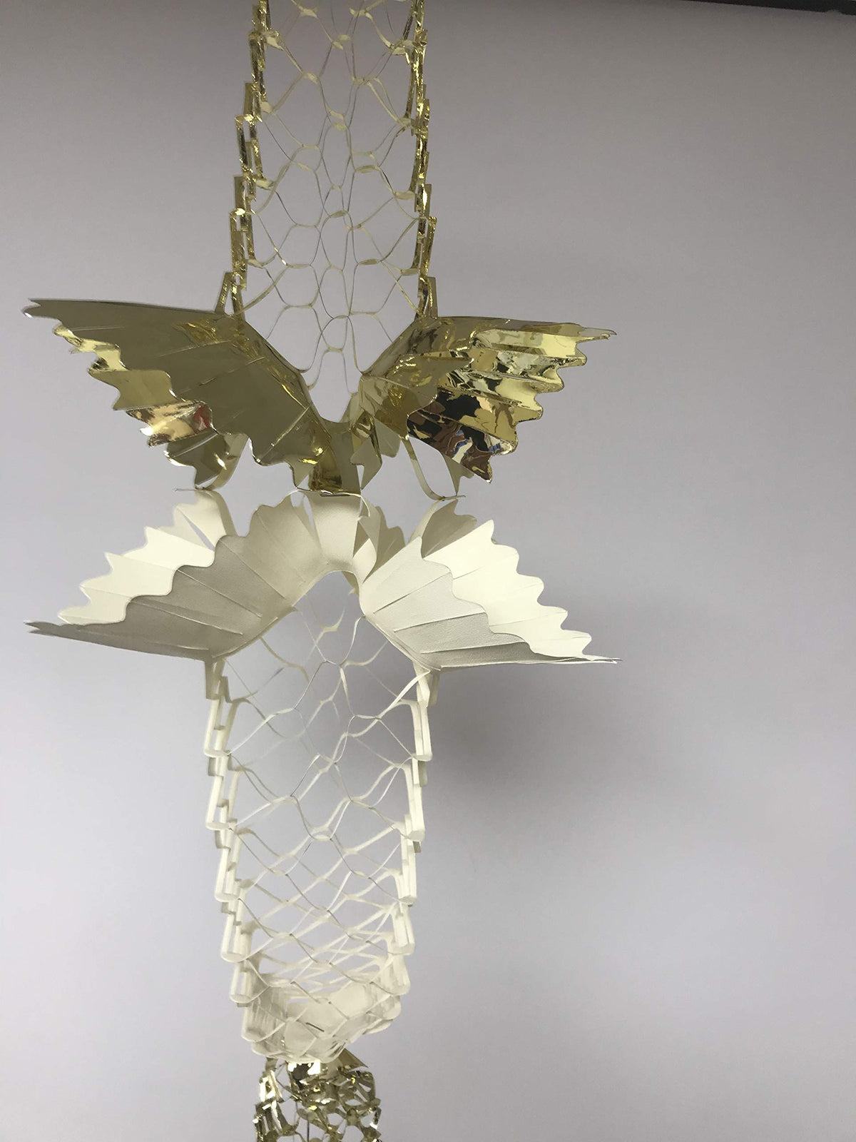 Cream and gold square foil Christmas garland ceiling decoration