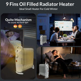 1000W 9-fin oil-filled radiator heater in white