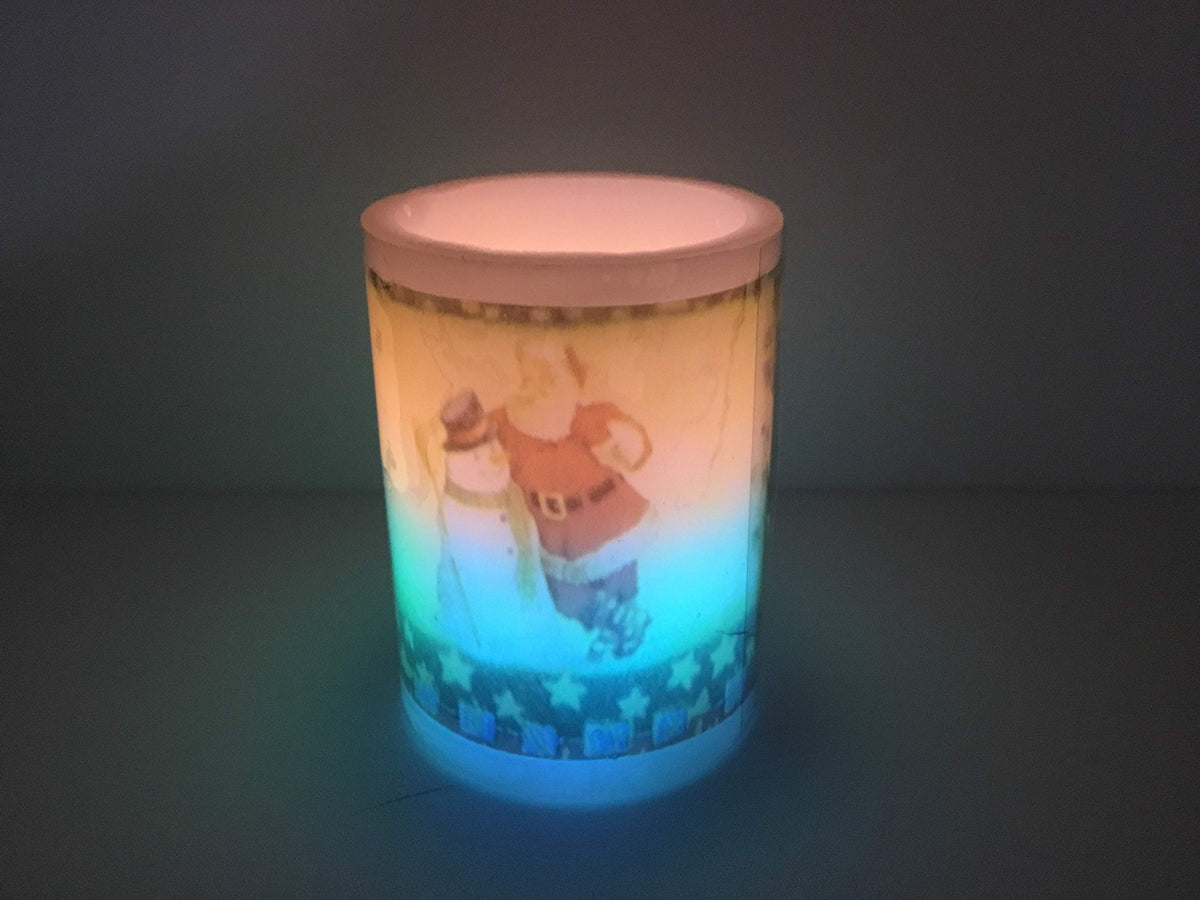 10cm colour-changing LED Santa pillar candle