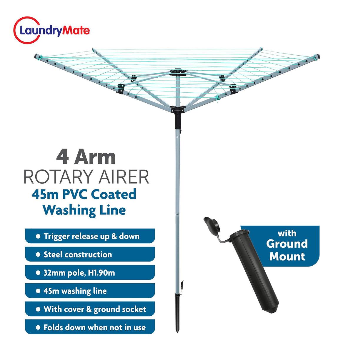 Laundry Mate white 40m four-arm rotary clothes airer
