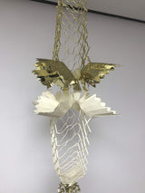 Cream and gold square foil Christmas garland ceiling decoration
