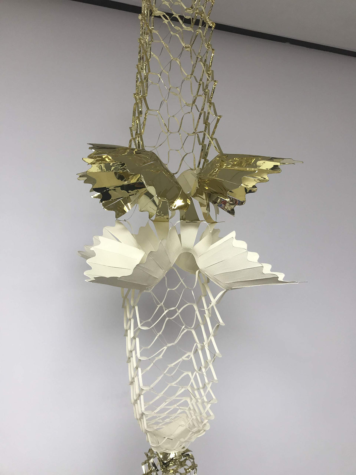 Cream and gold square foil Christmas garland ceiling decoration