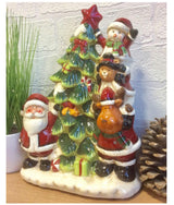 Musical light-up Santa and Christmas tree ceramic decoration