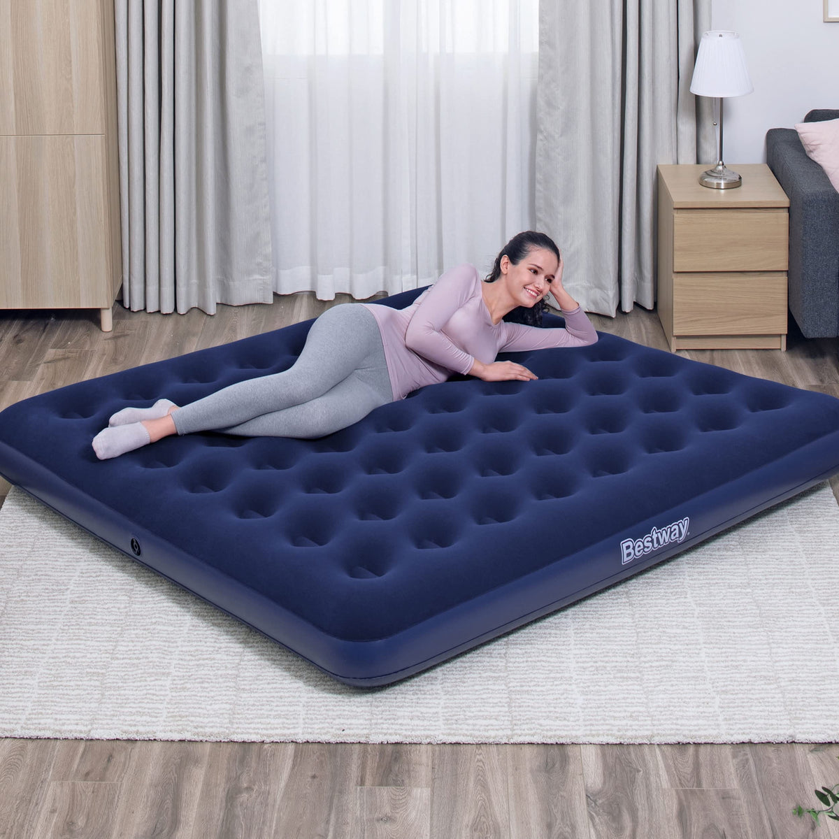 Bestway king double flocked airbed – 203 x 183 x 22cm