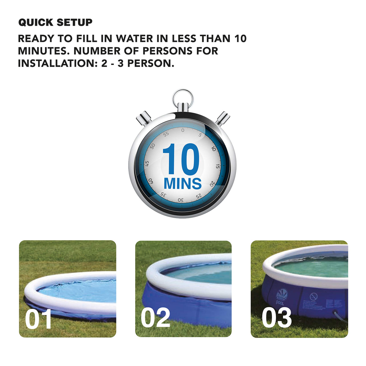 8ft inflatable family garden pool – 240 x 63cm