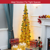 6ft gold pre-lit pop-up Christmas tree with warm white LEDs