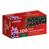 100 pink LED chaser Christmas lights – 6.9m