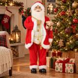 90cm standing Santa Christmas figure displayed beside a Christmas tree
