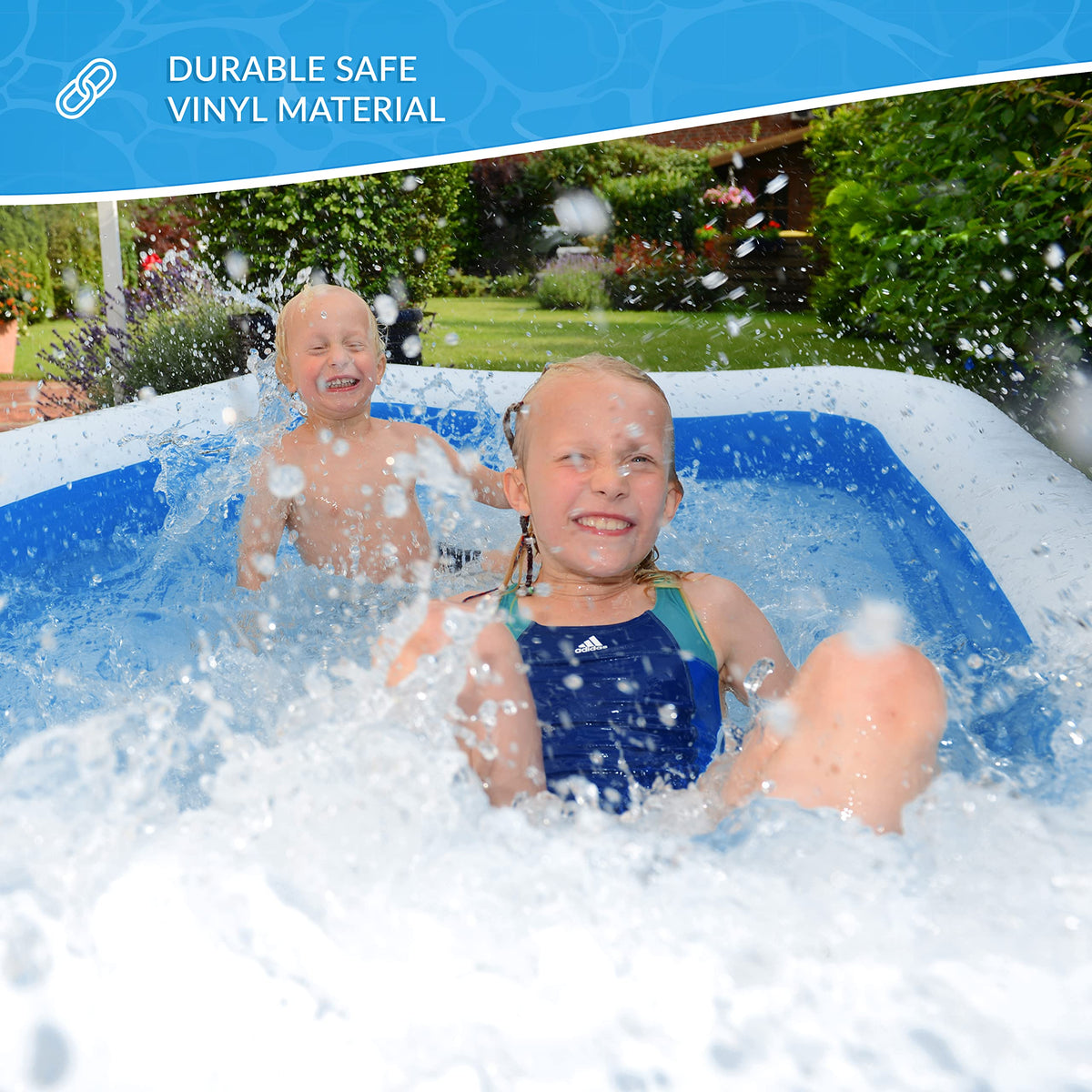Benross blue 3m inflatable rectangular family pool