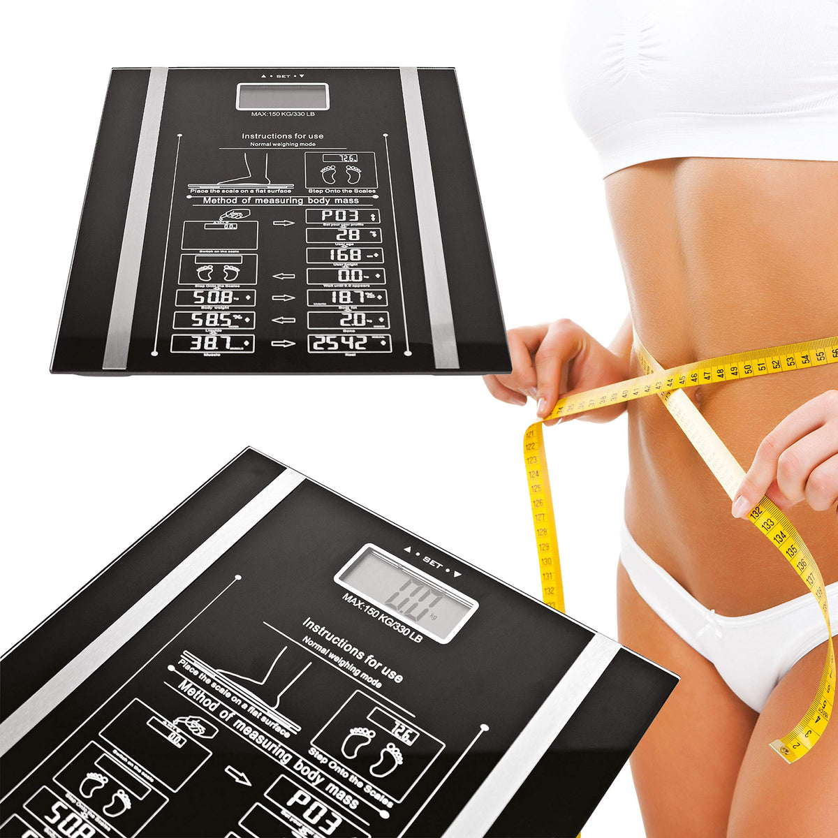 Bauer digital body analyser scales with tempered glass platform