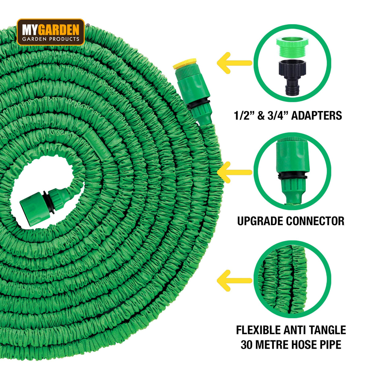 15m expandable garden hose with 7-function spray gun