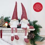 2 pack 45cm red and white hanging leg Christmas gonks