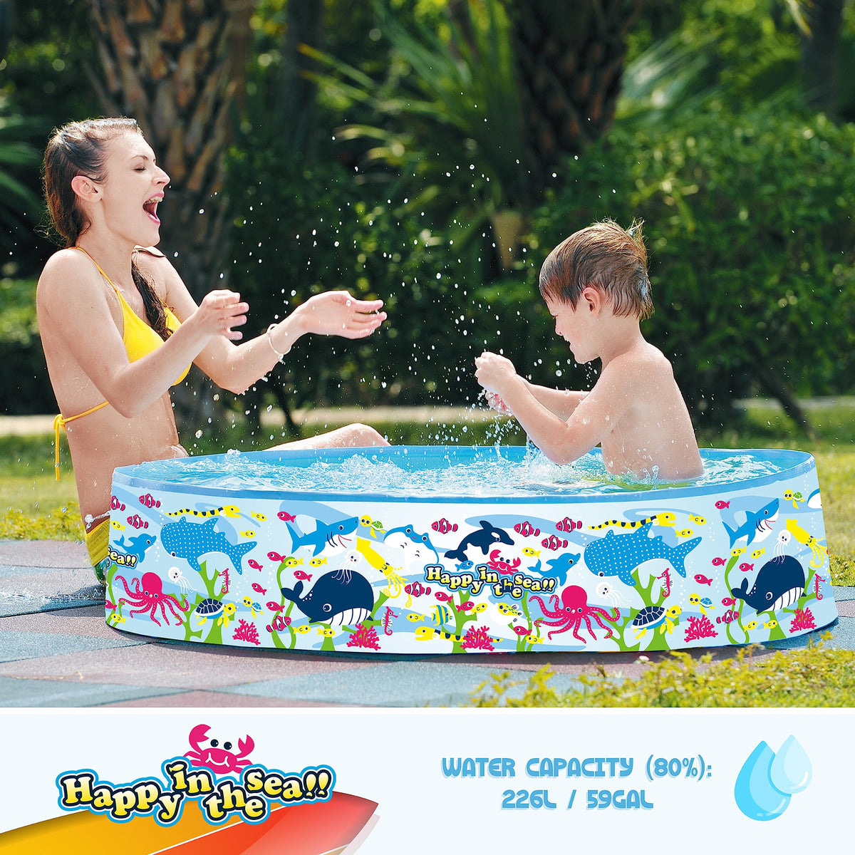 Benross 120cm rigid paddling pool with sea life design