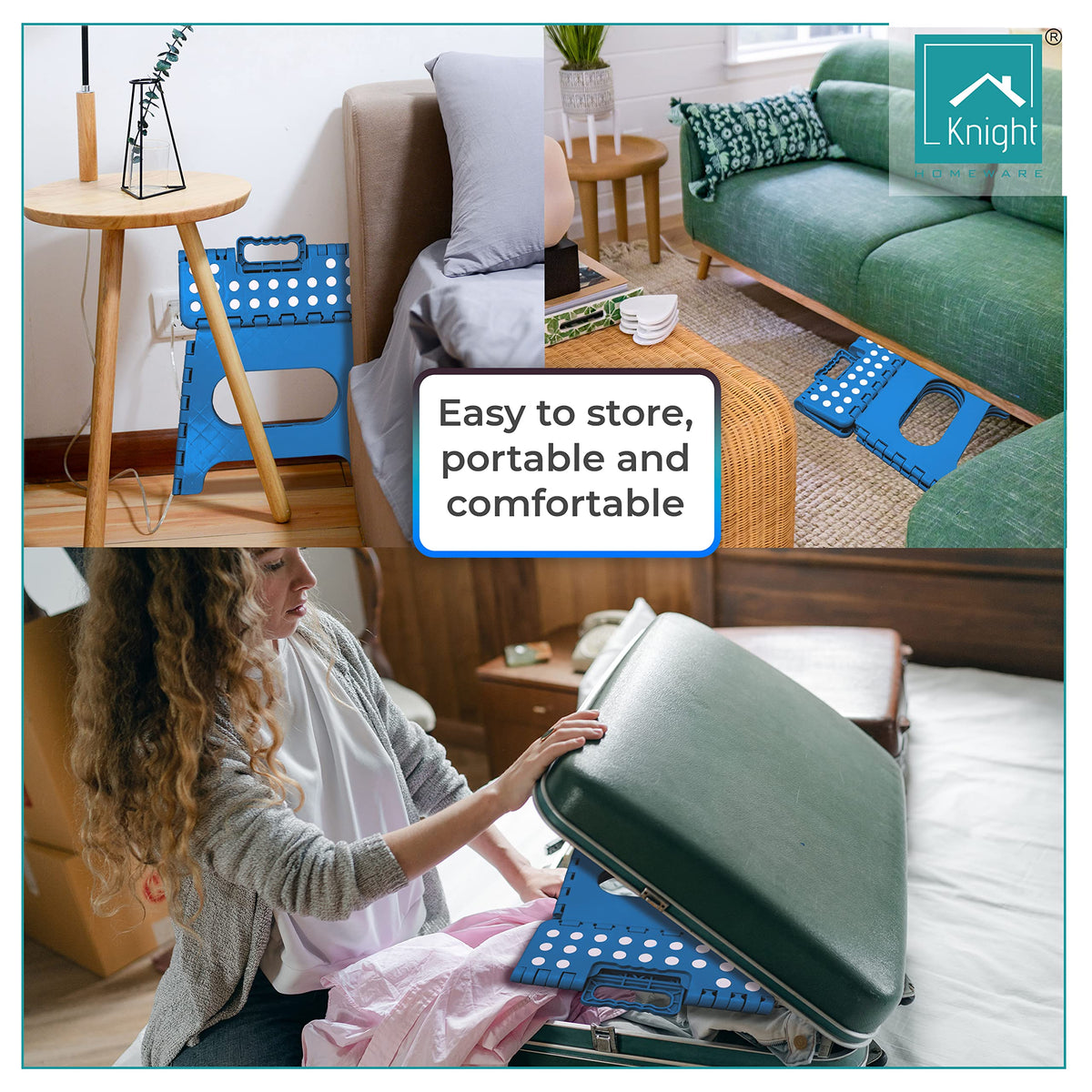 Knight blue 29cm folding step stool