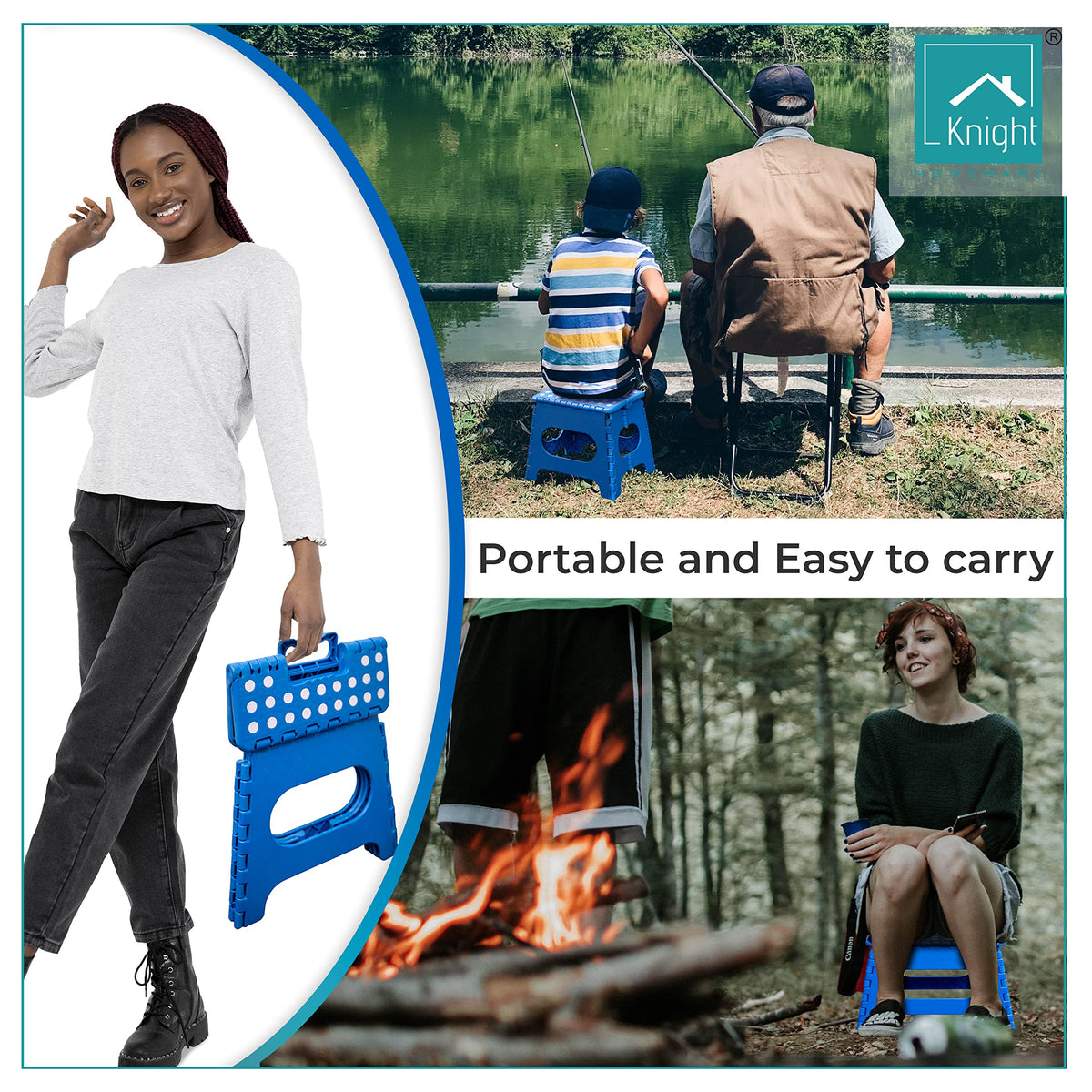 Knight blue 29cm folding step stool