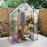 GardenKraft 10739 Walk-In Greenhouse / 4 Sturdy Mesh Shelves For Plants / UV Resistant & Tear Resistant Transparent PVC Cover / Strong Powder Coated Steel Frame